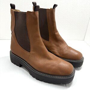 Sam Edelman Brown Leather Chelsea Boots Lug Sole Ankle Womens Size 10